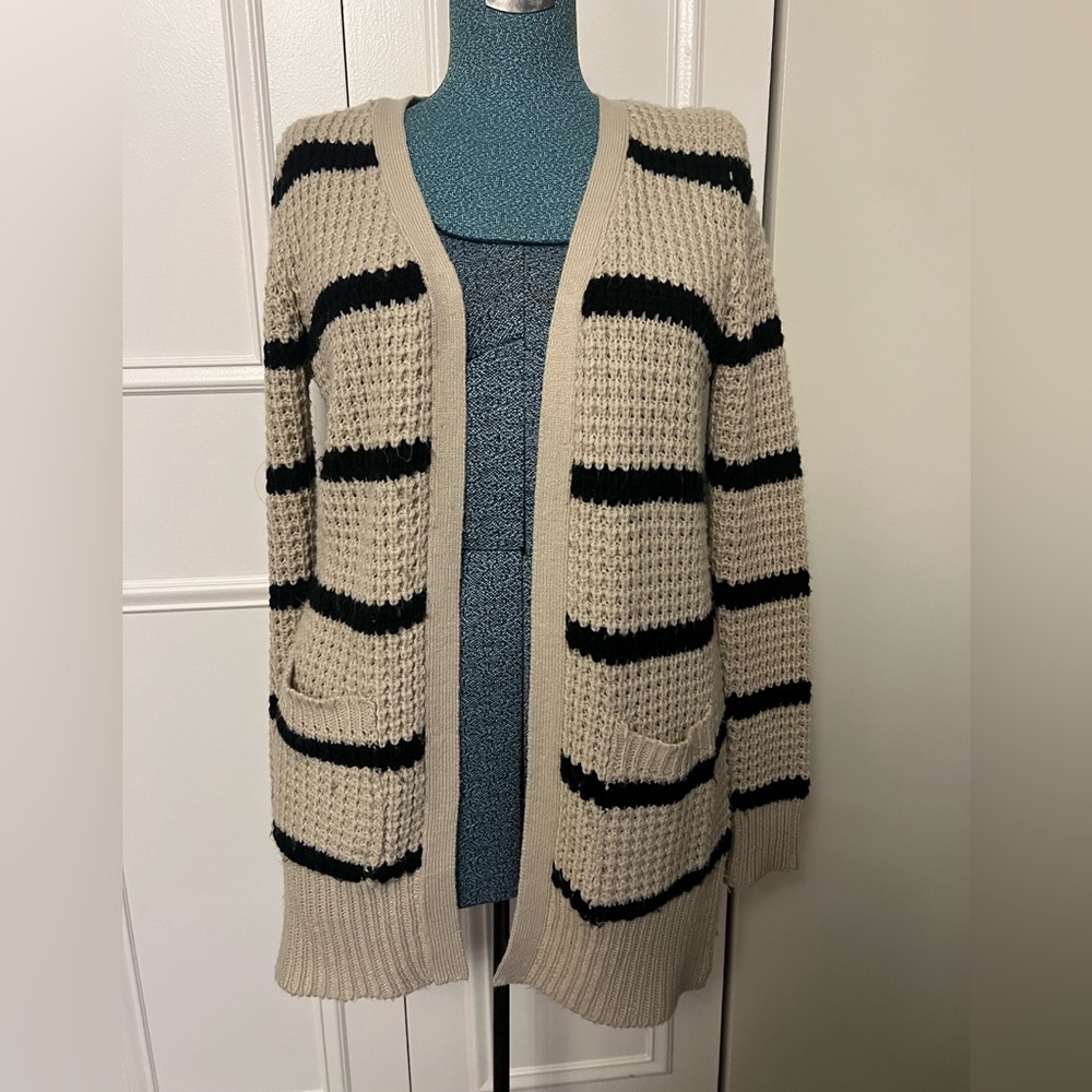 Striped Cardigan with lace detail on back